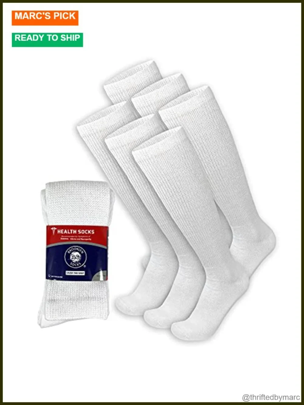 6 Pairs Over the Calf Knee High Cotton Socks for Men Size 8-10